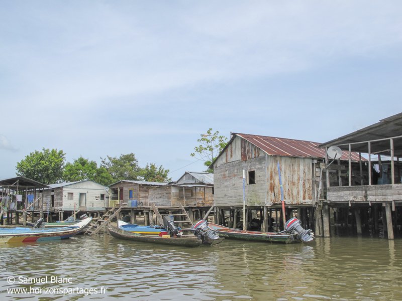 Village d'indiens Waraos sur le fleuve Orénoque au Venezuela